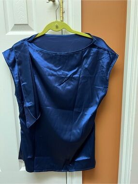 Set of 3 Women's Satin Medium Cap-Sleeve Tops white, black, navy blue